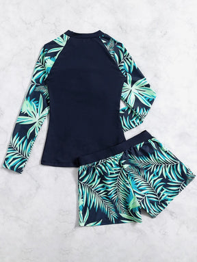 Conjunto Praia Manga Longa Azul Marinho