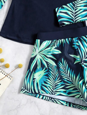 Conjunto Praia Manga Longa Azul Marinho