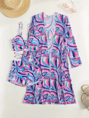 Conjunto Praia Estampado Psicodélico 3 Peças