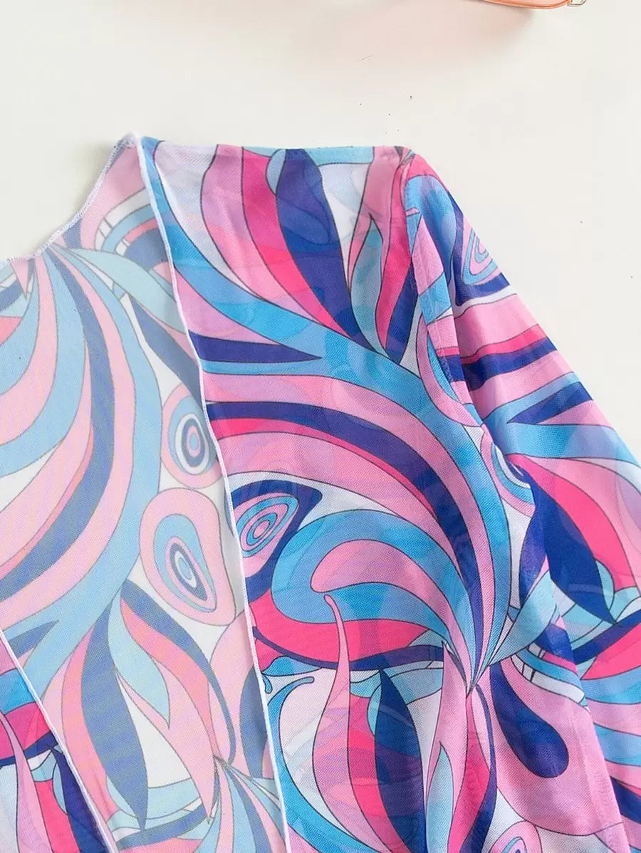 Conjunto Praia Estampado Psicodélico 3 Peças