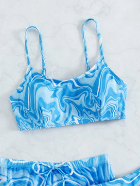 Conjunto Praia Azul Estampado com Short