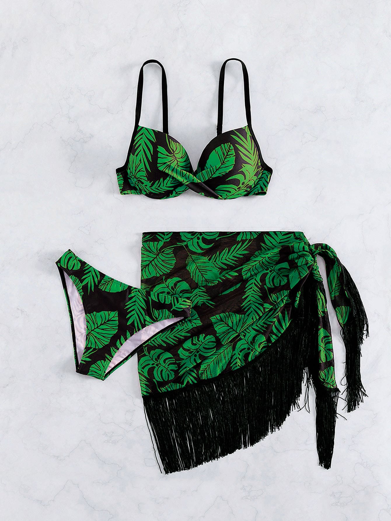 Conjunto Praia Tropical com Pareô de Franjas