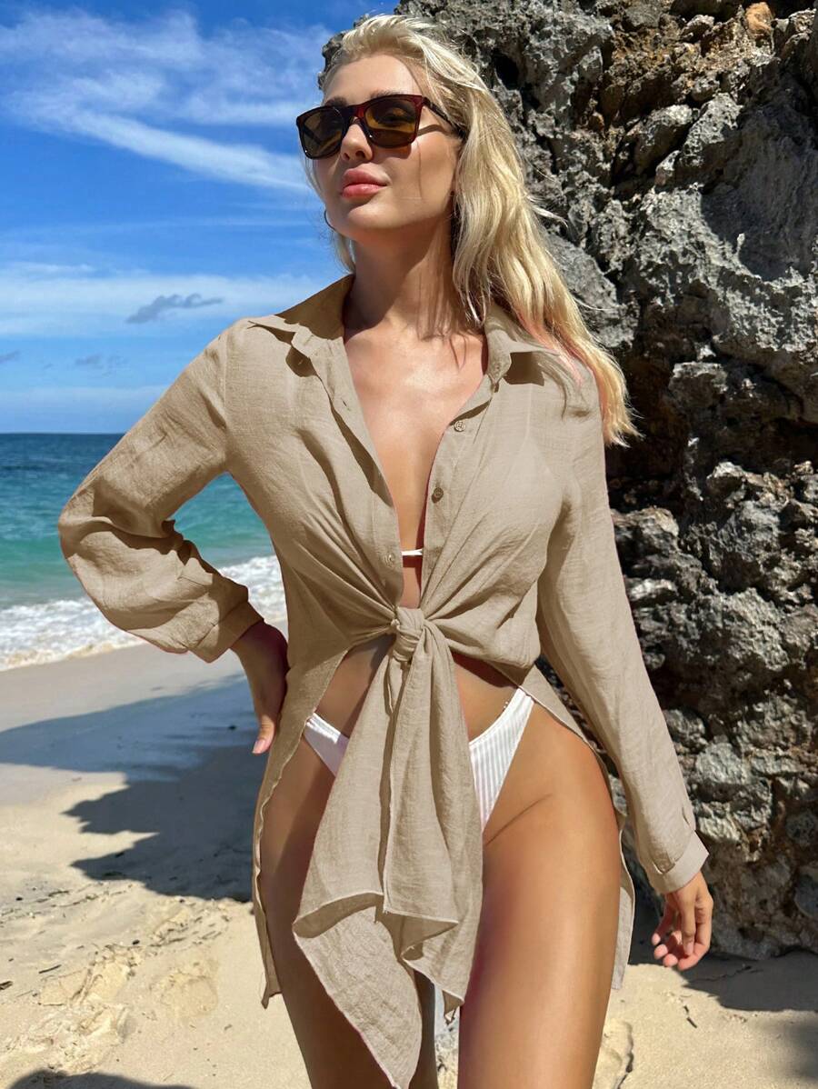 Saída de Praia Camisa com botão