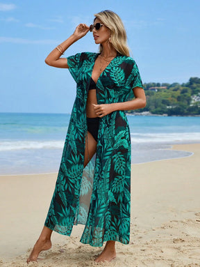 Saída de Praia Longa Estampa Tropical