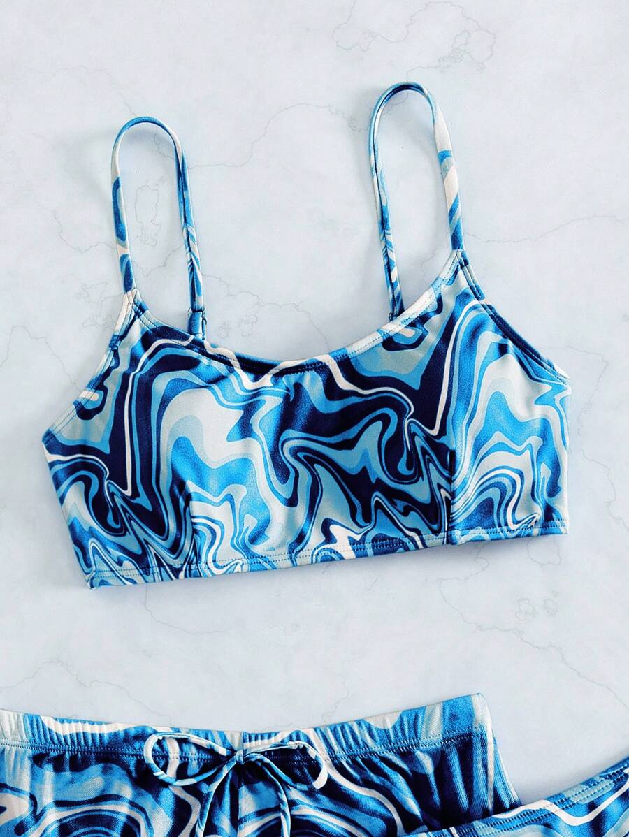 Conjunto Praia Azul Estampado com Short