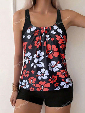 Conjunto Praia Preto com Top Floral