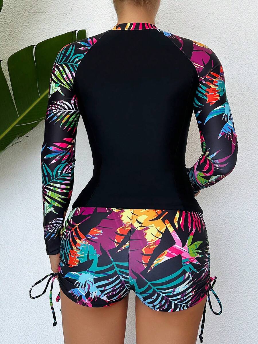 Conjunto Surfwear Floral Manga Longa