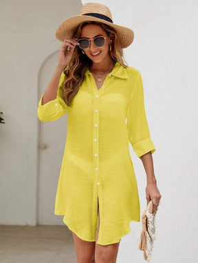 Saída de Praia Camisa Branca com Botões