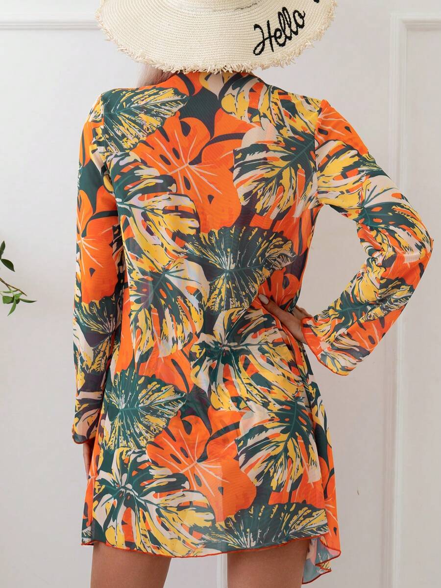 Conjunto Biquíni com Saída Estampada 3 Peças