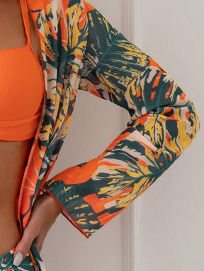 Conjunto Biquíni com Saída Estampada 3 Peças