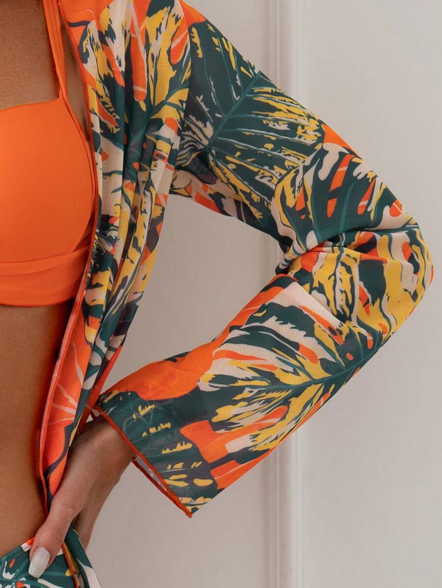 Conjunto Biquíni com Saída Estampada 3 Peças