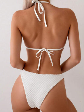 Biquíni Texturizado com Detalhe Dourado