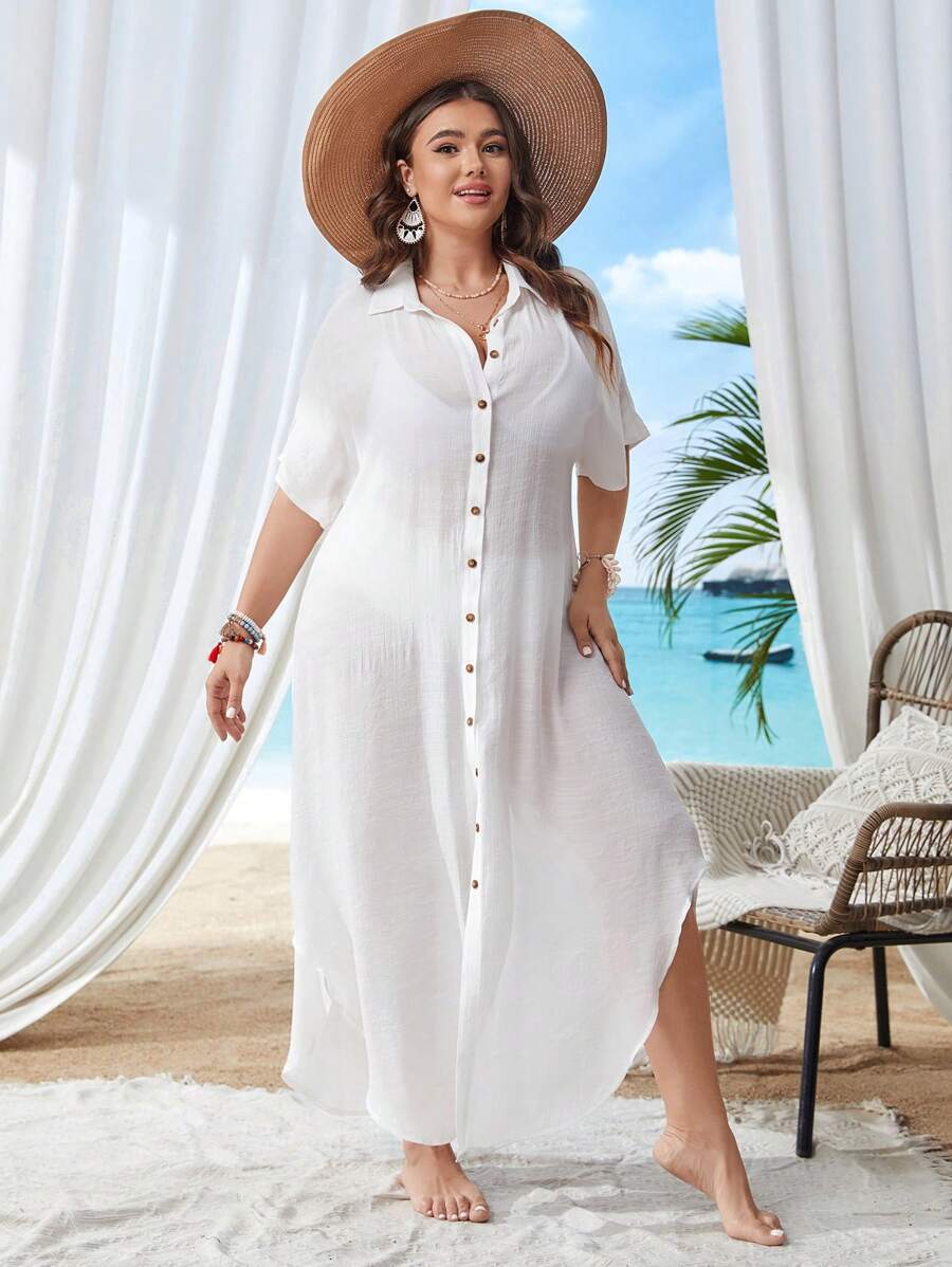 Saída de Praia Longa Quimono Plus Size