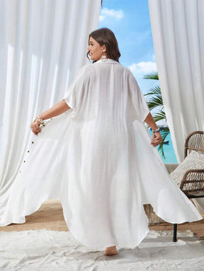 Saída de Praia Longa Quimono Plus Size