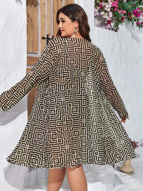 Conjunto Praia Plus Size 3 Peças Geométrico