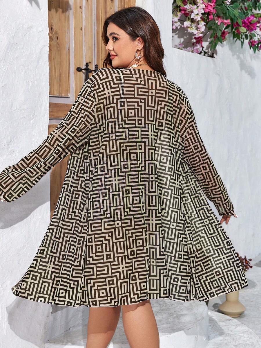 Conjunto Praia Plus Size 3 Peças Geométrico