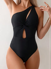 Maiô Preto Ombro Único com Recortes