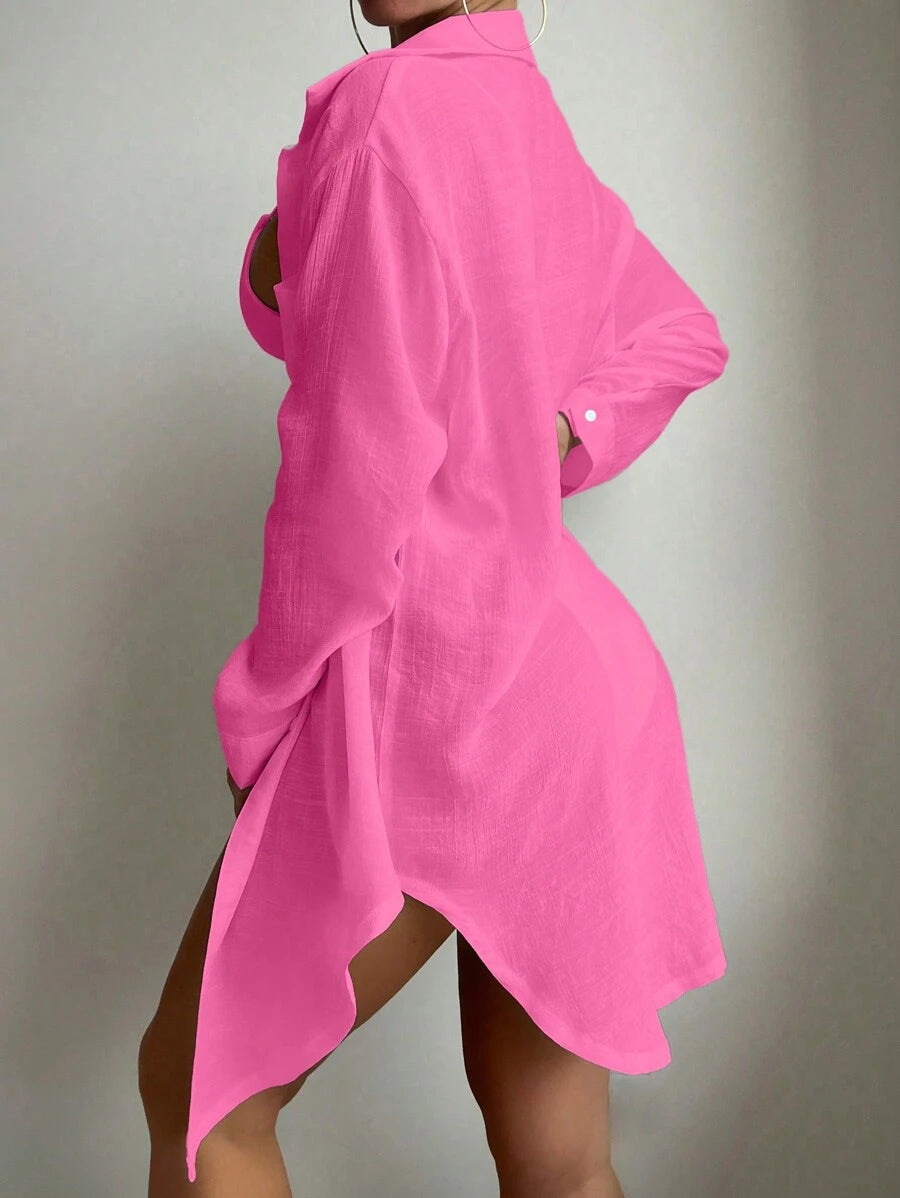 Saída de Praia Camisa Longa Kimono