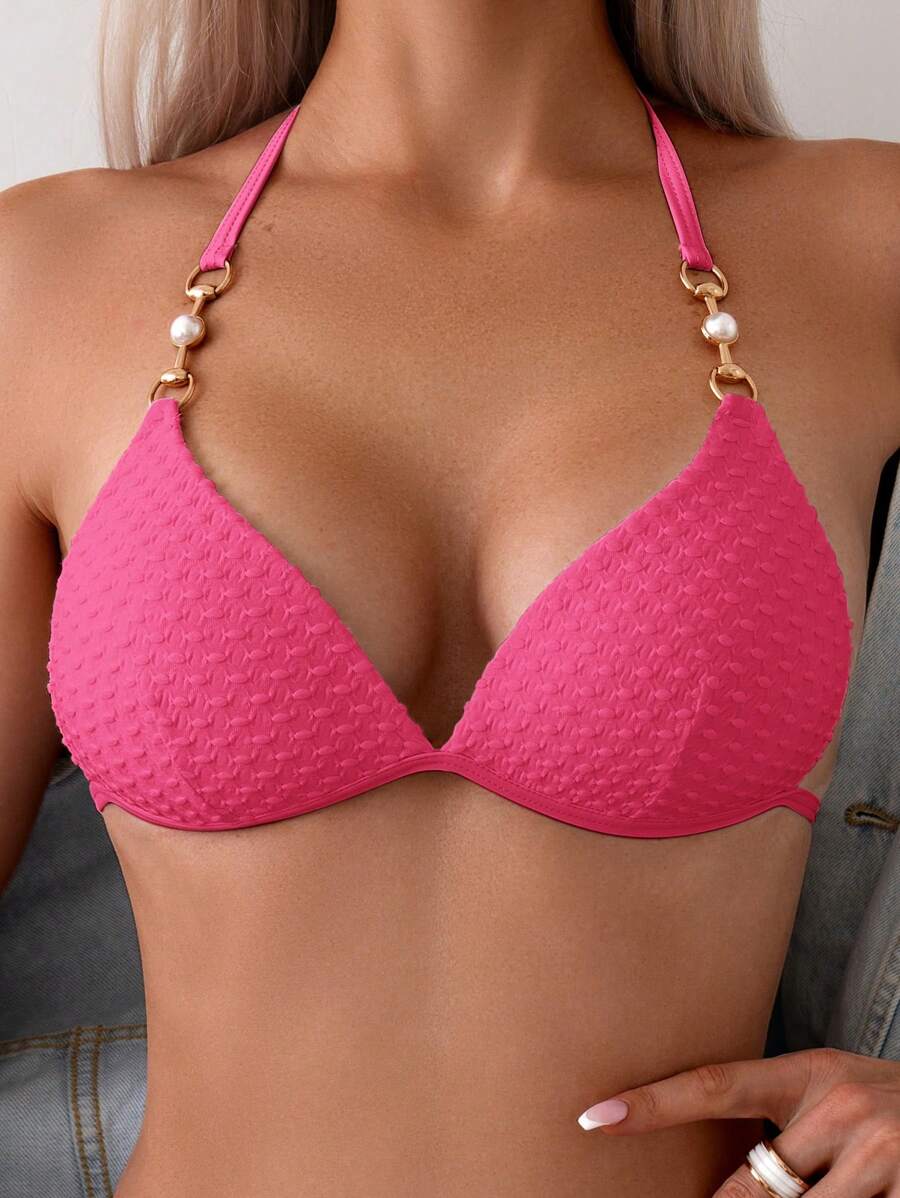 Biquíni Texturizado com Detalhe Dourado