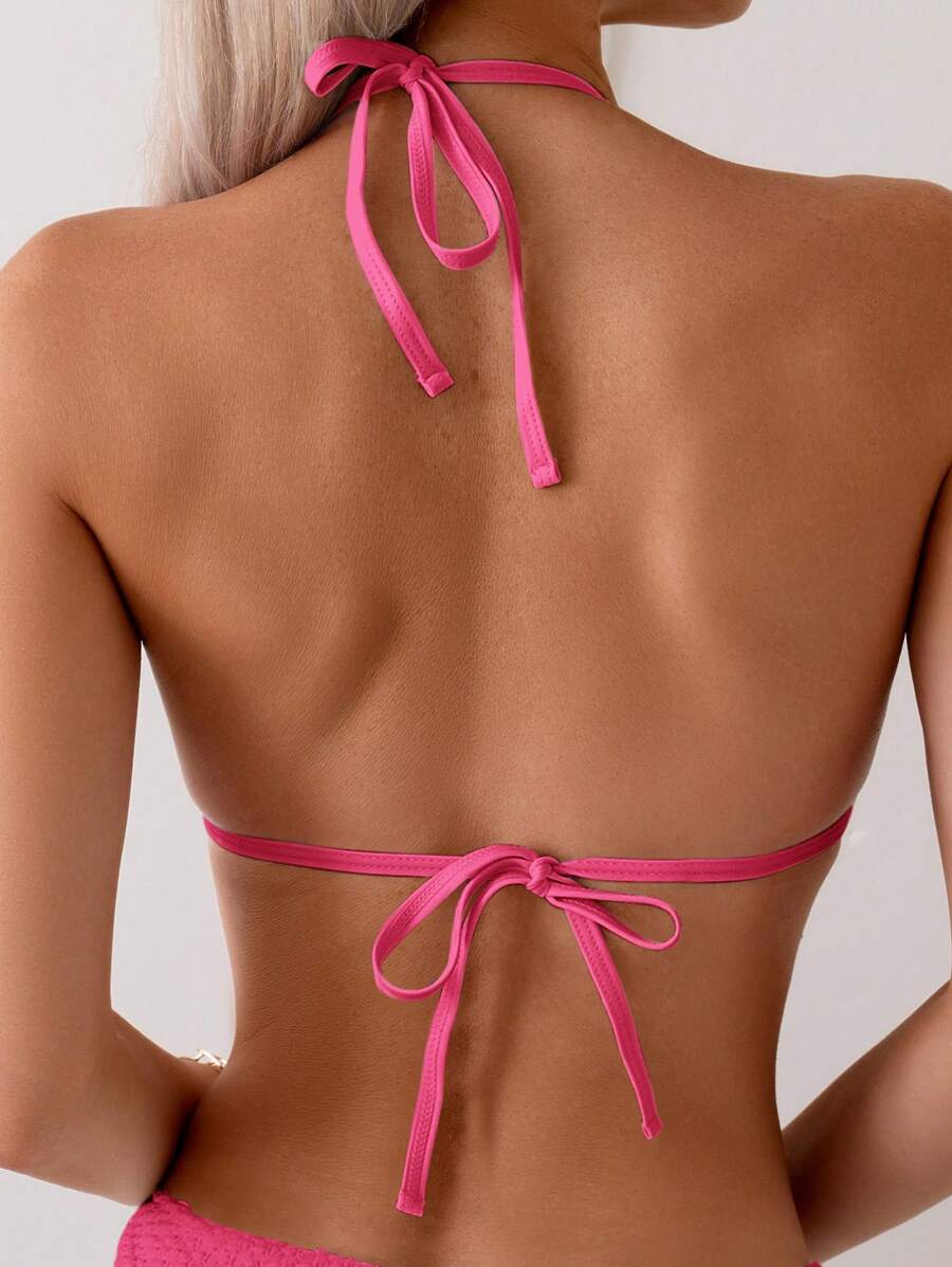 Biquíni Texturizado com Detalhe Dourado