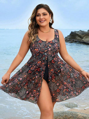 Maiô com Saída Floral Plus Size