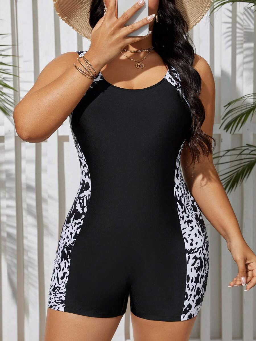 Maiô Shorts Plus Size Fitness com Estampa