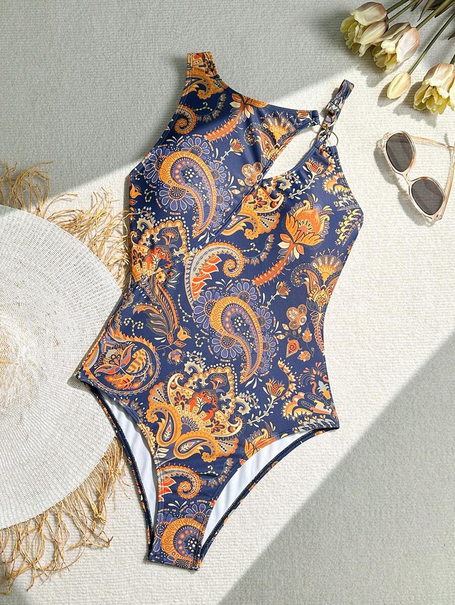 Maiô Estampado Étnico com Recorte no Decote