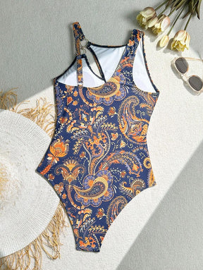 Maiô Estampado Étnico com Recorte no Decote