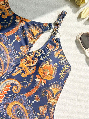 Maiô Estampado Étnico com Recorte no Decote