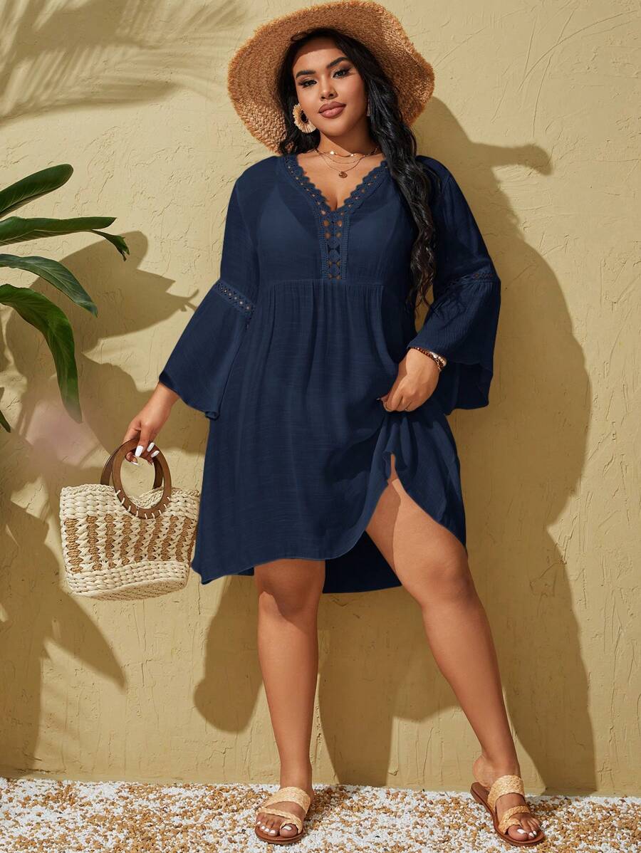 Saída de Praia com Rendados Plus Size
