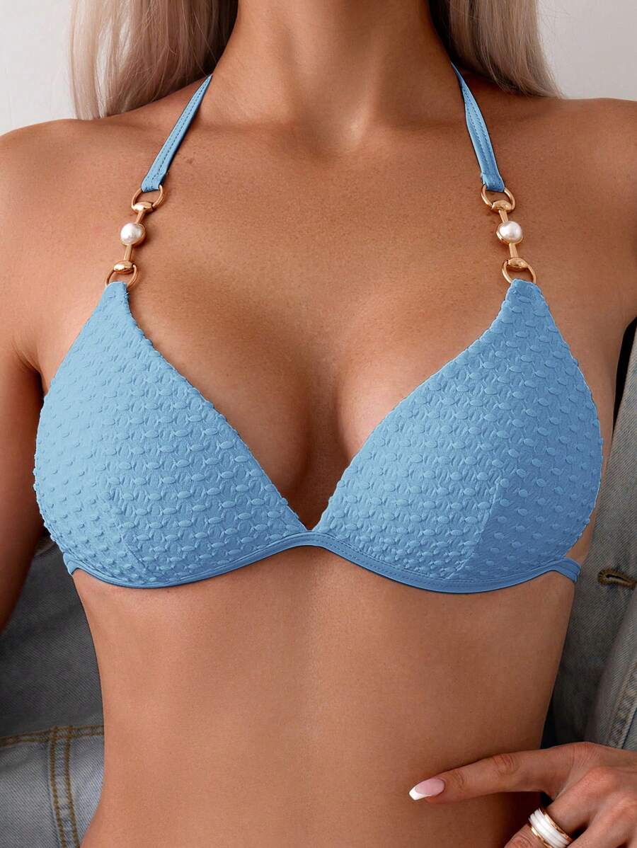 Biquíni Texturizado com Detalhe Dourado