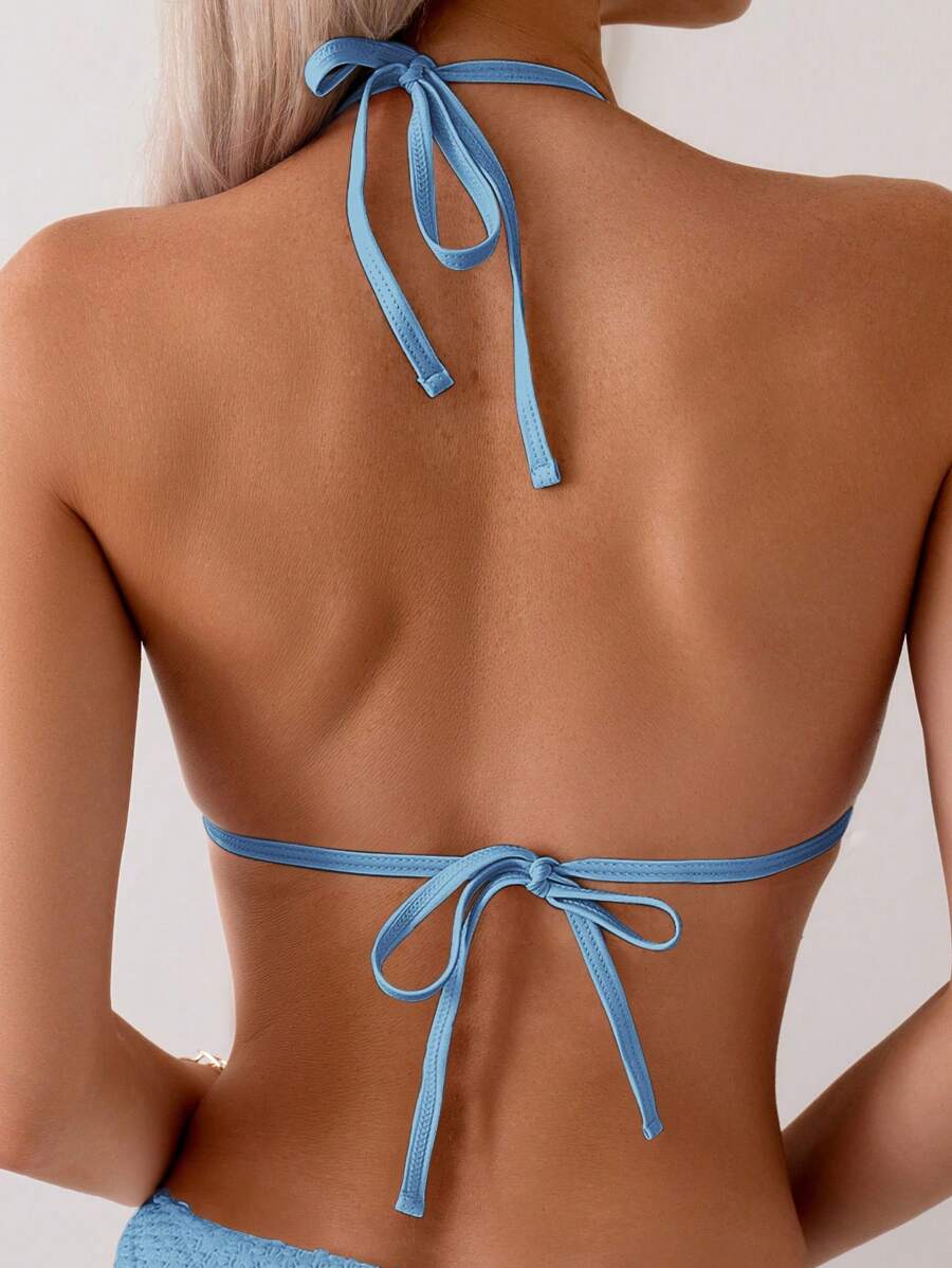 Biquíni Texturizado com Detalhe Dourado