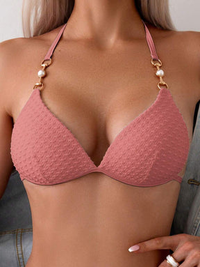 Biquíni Texturizado com Detalhe Dourado