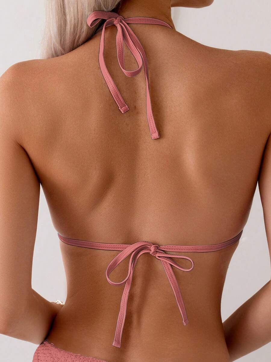 Biquíni Texturizado com Detalhe Dourado