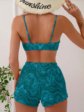 Conjunto Praia Azul Estampado com Short