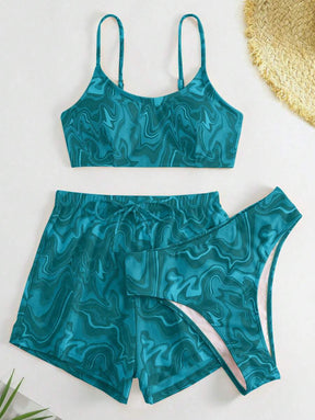 Conjunto Praia Azul Estampado com Short