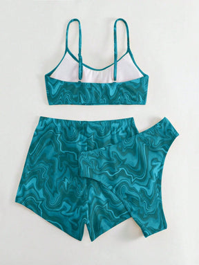 Conjunto Praia Azul Estampado com Short