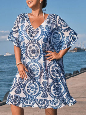 Saída de Praia Floral Plus Size