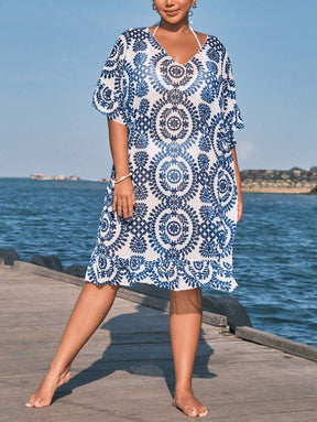 Saída de Praia Floral Plus Size
