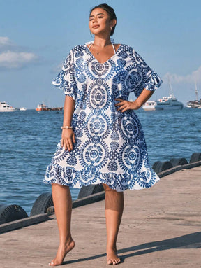 Saída de Praia Floral Plus Size