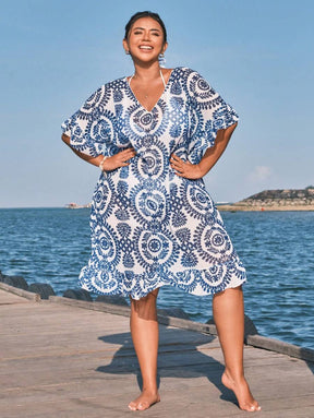 Saída de Praia Floral Plus Size