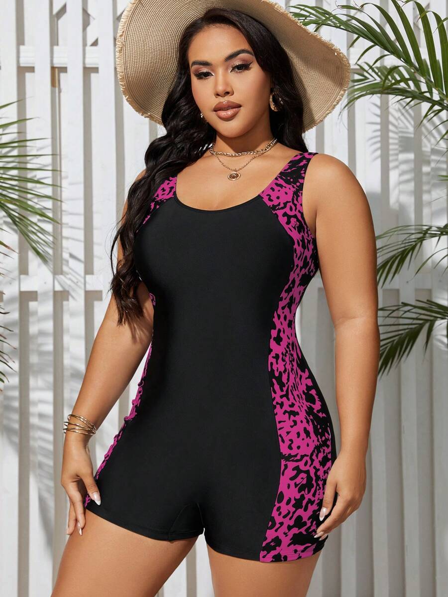 Maiô Shorts Plus Size Fitness com Estampa