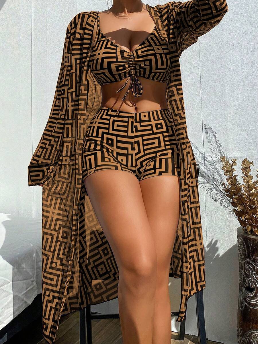 Conjunto Praia Estampado 3 Peças