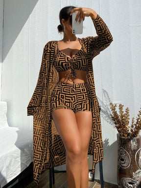 Conjunto Praia Estampado 3 Peças