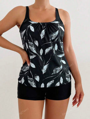 Conjunto Praia Preto com Top Floral