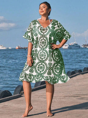 Saída de Praia Floral Plus Size