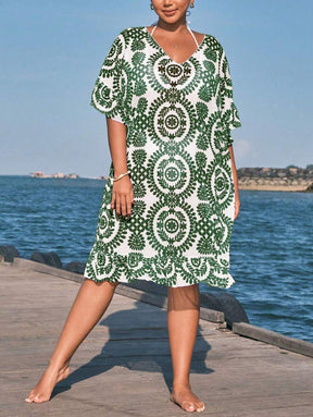 Saída de Praia Floral Plus Size