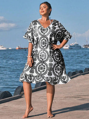 Saída de Praia Floral Plus Size