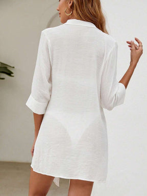 Saída de Praia Camisa Branca com Botões