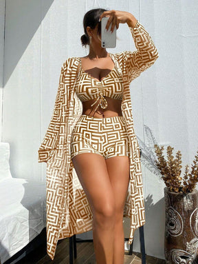 Conjunto Praia Estampado 3 Peças